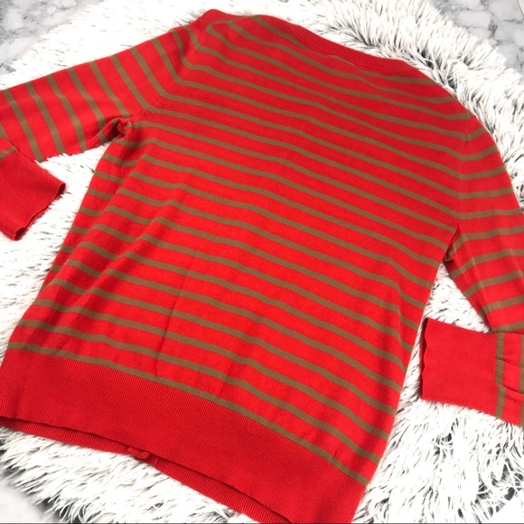 J. Crew Orange Striped Button Up Cardigan EUC - Picture 2 of 10